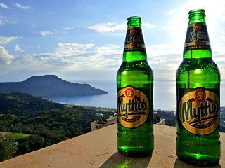 Winter Holidays in Crete - A sunny winter day at AnnaView apartments with some beers