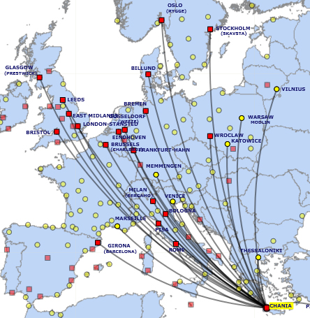 crete flights ryanair flight cost low map greece chania europe leeds manchester paphos stansted london websites cheap thessaloniki