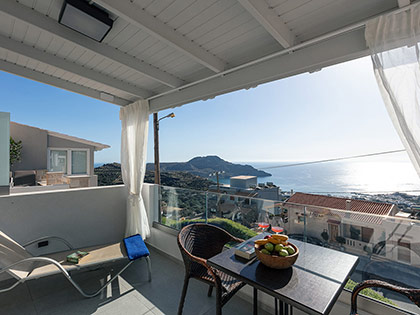 Amazing sea view of the bay of Plakias from the balcony of a Deluxe Suite