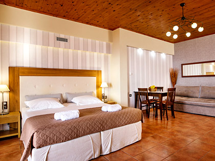Das luxuriöse Schlafzimmer eines TYP-B Apartments mit dem fantastischen Kingsize-Bett COCOMAT