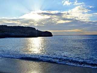 Winter Holidays in Crete - Schinaria beach on a Winter sunset