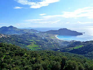 Winter Holidays in Crete - Plakias bay from the top on a sunny Winter day